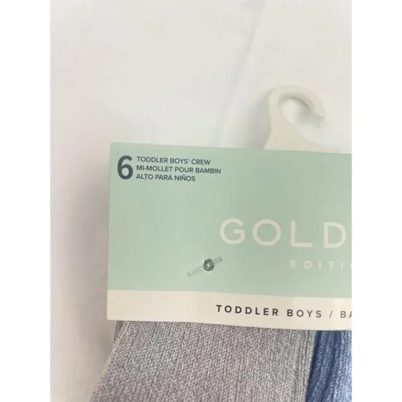 2-GOLDTOE Toddler Crew Boy 6-pack Socks 2T-3T - Picture 4 of 8